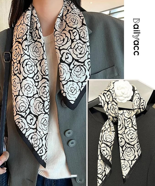 Dailyacc Hair Bandanas Scarf For Women Lightweight Fashion Neck Silk Satin Head Scarves For Sleeping Handbags Scarf