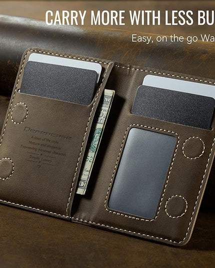 Defencase for Magsafe Wallet Magnetic Card Holder RFID Blocking, PU Leather Minimalist Phone Wallet for MagSafe Phones and Cases for iPhone 17/16/ 15/14/ 13/12/ Pro/Max/Plus/Air, Retro Brown