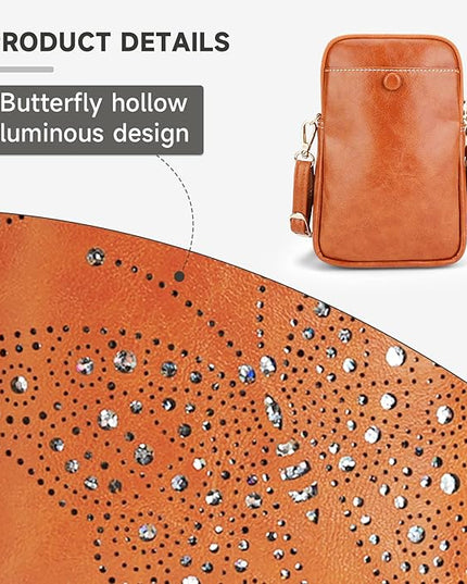 Small Crossbody Bags for Women, Lightweight Mini Cute Cell Phone Purse for Women with Tassel Shining Butterfly