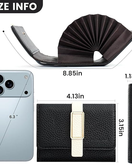 Pomelo Best Credit Card Holder RFID Wallet for Women, Small Leather Zipper Card Case with With 11 Card Slots Black