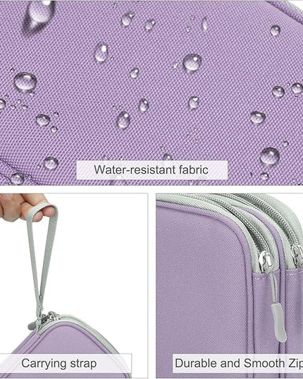 FYY Electronic Organizer, Travel Cable Organizer Bag Pouch Electronic Accessories Carry Case Portable Waterproof Double Layers Storage Bag for Cable, Charger, Phone, Medium Size, Light Purple