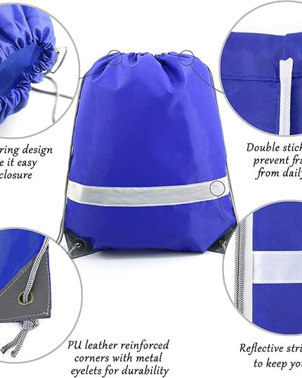 BeeGreen Drawstring Backpack Bags 20,30,50 Packs Reflective String Bags for Gym Sport Trip Cinch Sack DIY for Women Men