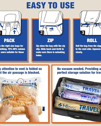 Travel Essentials Compression Bags, 12 Clothes Bags and 4 Shoe Bags for Cruise Luggage Accessories (16-Travel)