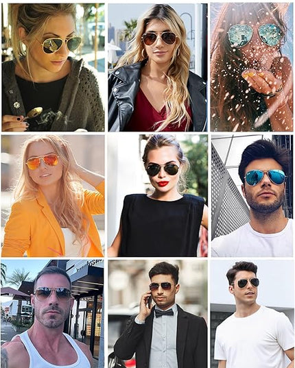 Pro Acme Classic Aviator Sunglasses for Women & Men Glass Lens Metal Frame UV400 Driver Sunglasses