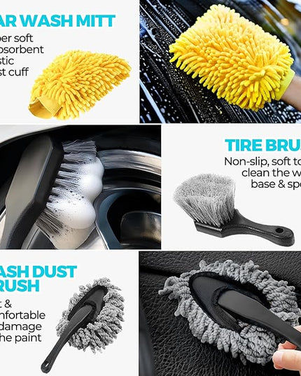 30Pcs Car Detailing Kit, Car Wash Cleaning Kit, Auto Detailing Drill Brush Set, Car Cleaning Gel, Car Cleaning Supplies for Interior, Exterior, Wheels, Windows