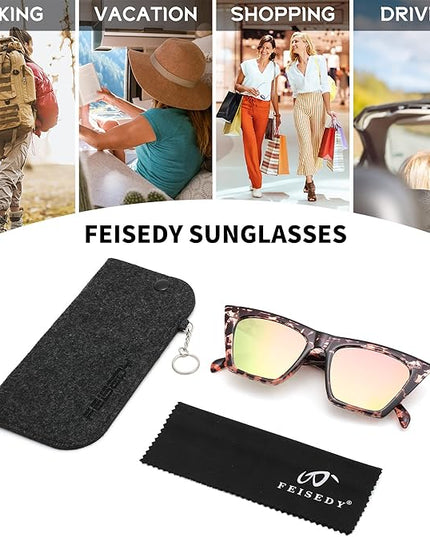 FEISEDY Vintage Square Cat Eye Sunglasses Women Trendy Cateye Sunglasses B2473