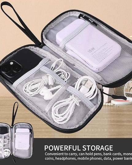Universal Cable Organizer - Electronics Accessories Bag for Charger, Phone, Memory Cards & Travel Gadgets (Black)
