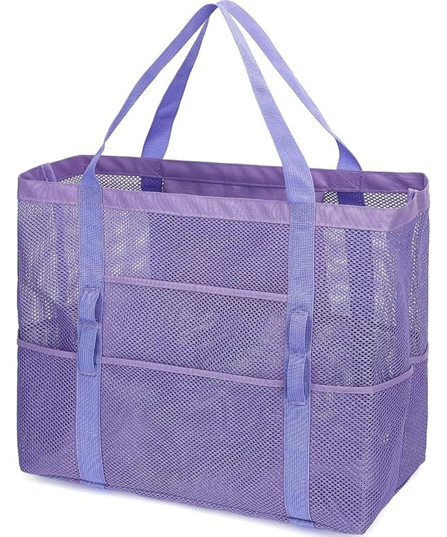 Mesh Beach Bag, Large Beach Tote with Zipper Pocket, Toys Pool Bag for Family Travel Vacation Cruise Essentials