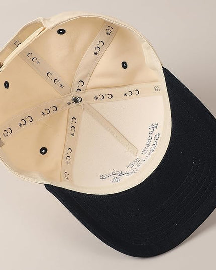 MIRMARU Two-Tone Vintage Canvas Trucker Hats for Men & Women, Adjustable Size Baseball Caps with Trendy Embroidered Design