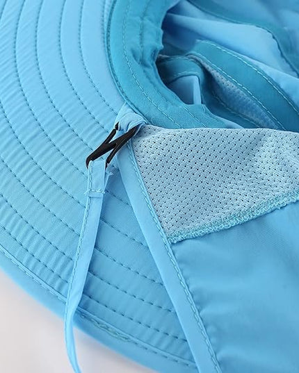 Home Prefer UPF 50+ Mens Wide Brim Fishing Hat with Neck Flap Sun Hat for Men Women Sun Protection Cap