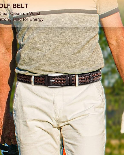 BULLIANT Mens Belts,Leather Woven Braided Belts for Gift Men Casual Jeans Golf