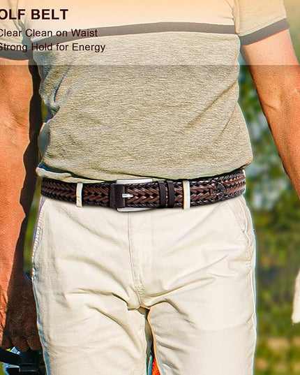 BULLIANT Mens Belts,Leather Woven Braided Belts for Gift Men Casual Jeans Golf