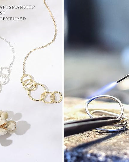 HOPE LOVE SHINE Birthday Necklace – Fashion Jewelry 16+2", 14K Gold Plated Sterling Silver with 3 Interlocking Rings, Hypoallergenic and Comfortable – A Thoughtful Choice for Birthday for Women