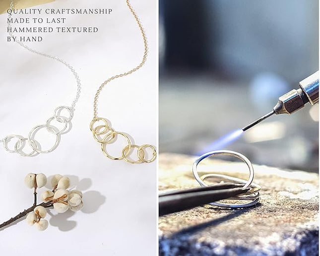 HOPE LOVE SHINE Birthday Necklace – Fashion Jewelry 16+2", 14K Gold Plated Sterling Silver with 3 Interlocking Rings, Hypoallergenic and Comfortable – A Thoughtful Choice for Birthday for Women