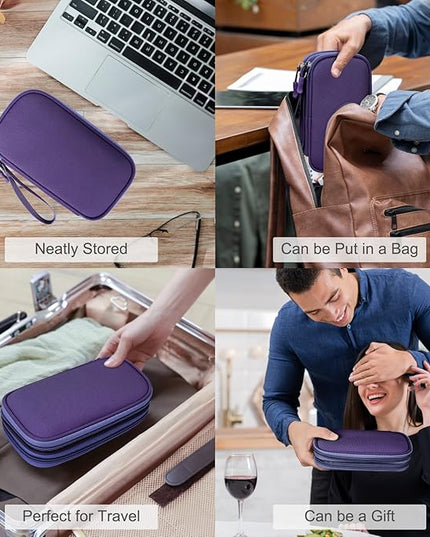 FYY Electronic Organizer, Travel Cable Organizer Bag Pouch Electronic Accessories Carry Case Portable Waterproof Double Layers All-in-One Storage Bag for Cable, Cord, Charger, Phone, Earphone Purple