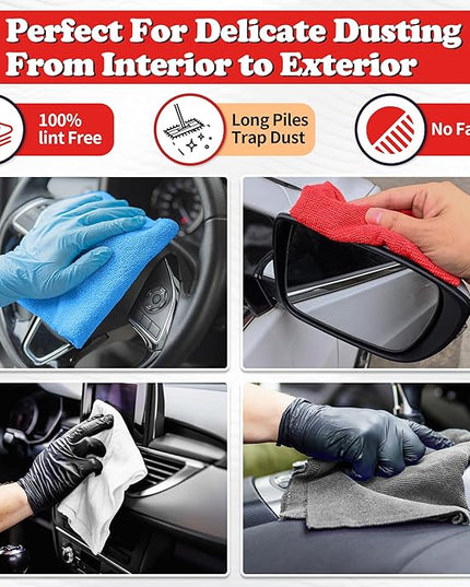 FIXSMITH Shop Towels, Microfiber Cleaning Cloth Bulk, 24 Pack Microfiber Towels for Cars, All-Purpose Absorbent Cleaning Rags, Dust Cloth for Automotive, Mechanic, Garage, Bar, 11.5 x 11.5 inch