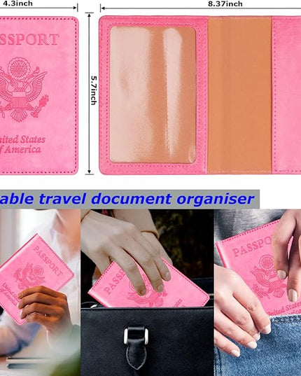 Herain Passport Holder for Travel Cruise Essentials 2 Pcs, Passport Cover Wallet Case Travel Gifts Women Men Family, Passports Book Holders Vacation Accessories Must Haves