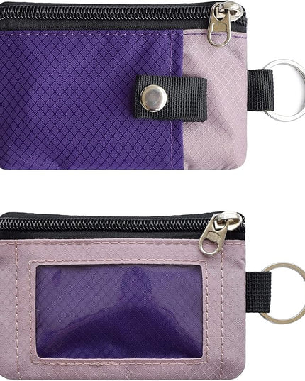 Minimalist RFID Blocking Small Wallet with ID Window,WaterResistant Zip Id Case Wallet with Lanyard Keychain for Cards,Cash,Travel,Women,Men