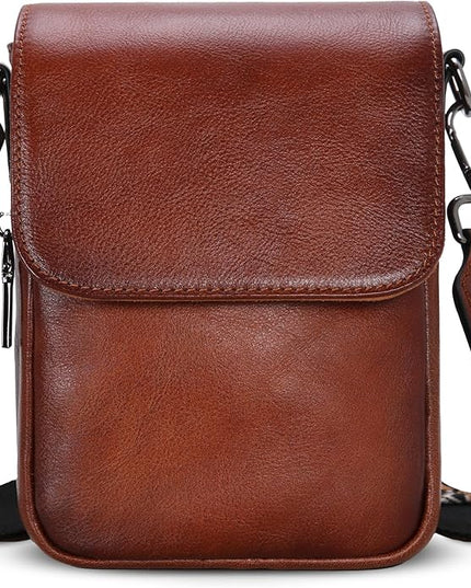 HESHE Leather Small Crossbody Bags for Women RFID Blocking Cell Phone Purse Anti-Theft Travel Bag with wide Straps