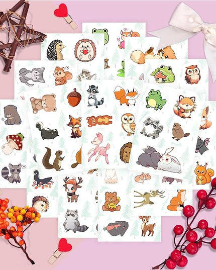 BulbaCraft 100Pcs Woodland Animal Stickers, Forest Animal Stickers for Water Bottle & Laptop - Woodland Party Supplies & Decorations, Gifts for Women & Men