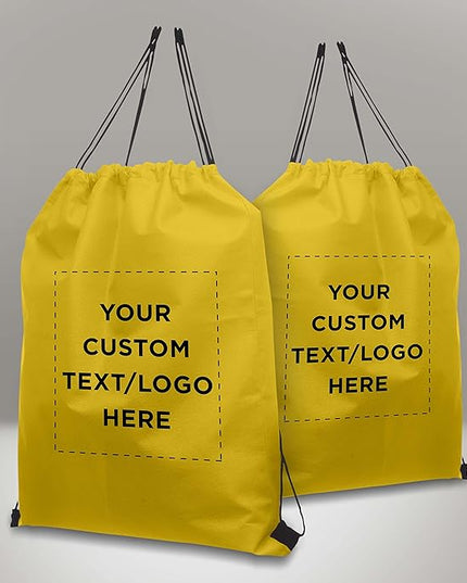 DISCOUNT PROMOS Custom Non-Woven Drawstring Backpacks Set of 10/50/100, Personalized Bulk Pack
