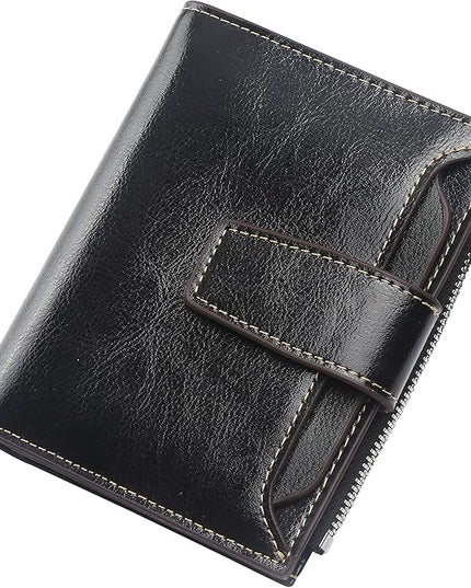 Lavemi Small Compact Women Wallet RFID Blocking Genuine Leather Bifold Purse with ID Windows