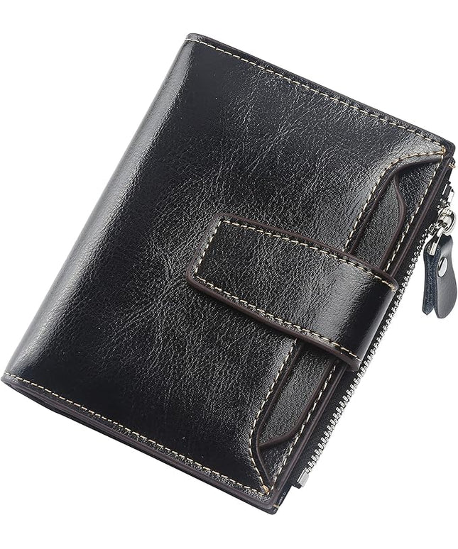 Lavemi Small Compact Women Wallet RFID Blocking Genuine Leather Bifold Purse with ID Windows