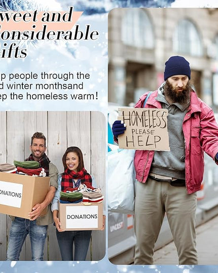 Suhine Bulk Winter Hats and Gloves Set Warm Beanie Gloves Pack Homeless Supplies for Cold Weather Charity