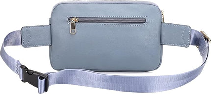 LOVESOME Vegan Leather Waist Bag Fanny Pack Crossbody Bag with Adjustable Strap for Women (Blue Grey)