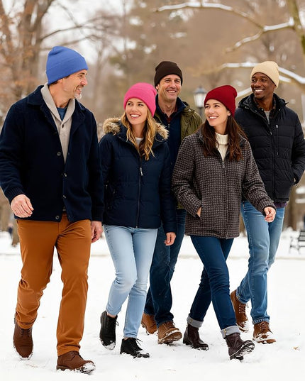 Cooraby 12 Pack Knitted Winter Beanie Cold Weather Acrylic Warm Skull Cap Cuff Watch Hat for Men or Women Homeless Donation