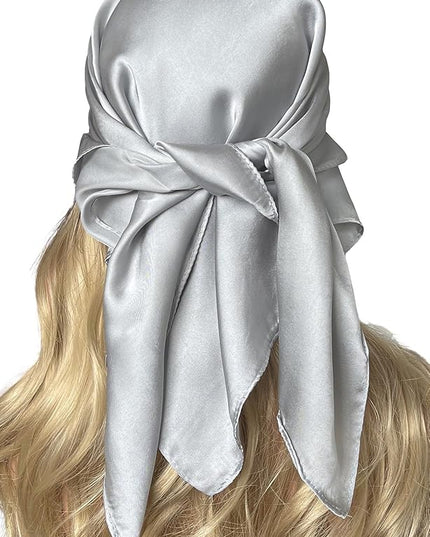 CHUNG Women's Square Satin Scarf 27.5" Bandanas Solid 50s Retro Neck Scarves Emulation Silk Handbag Hair Ribbons Necktie