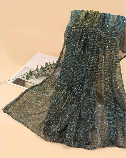 Floerns Women's Sequin Bandana Square Scarf Silk Scarves Mesh Shawl and Wrap for Evening Dresses