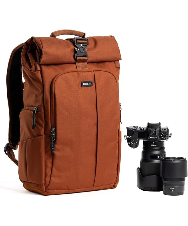 Think Tank FocusPoint 30L RollTop Camera Backpack - Urban Rust: Expandable Travel & Camera Backpack with Laptop Sleeve, Quick Side and Back Access, Rain Cover – Versatile Photography & Travel Bag