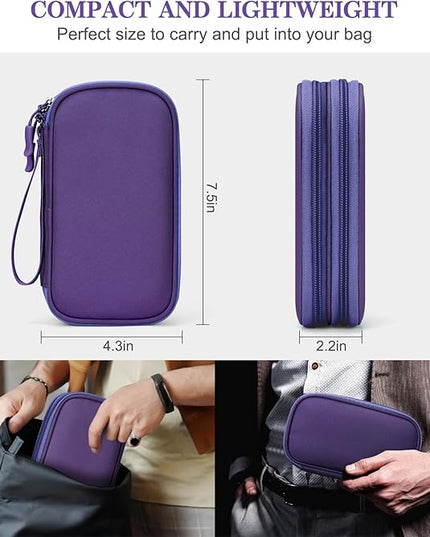 FYY Electronic Organizer, Travel Cable Organizer Bag Pouch Electronic Accessories Carry Case Portable Waterproof Double Layers All-in-One Storage Bag for Cable, Cord, Charger, Phone, Earphone Purple
