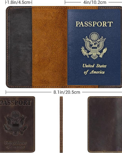 BIAOTIE Premium Leather Passport Holder Covers, Rfid Travel Wallet Passport Document Holder, Travel Essentials Wallet Cover Case for Men and Women (Coffee)