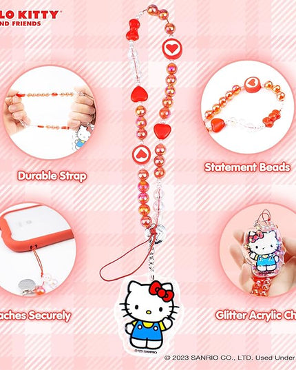 iFace Hello Kitty and Friends Beaded Wristlet Universal Phone Charm Strap - Cute Wrist Chain Lanyard Aesthetic Decor Strap for Cell Phone Camera Keys AirPods Keychains