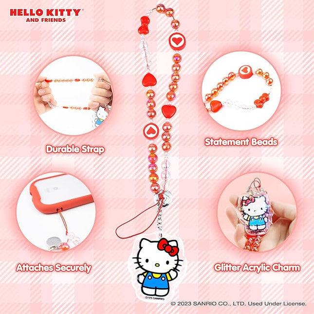 iFace Hello Kitty and Friends Beaded Wristlet Universal Phone Charm Strap - Cute Wrist Chain Lanyard Aesthetic Decor Strap for Cell Phone Camera Keys AirPods Keychains