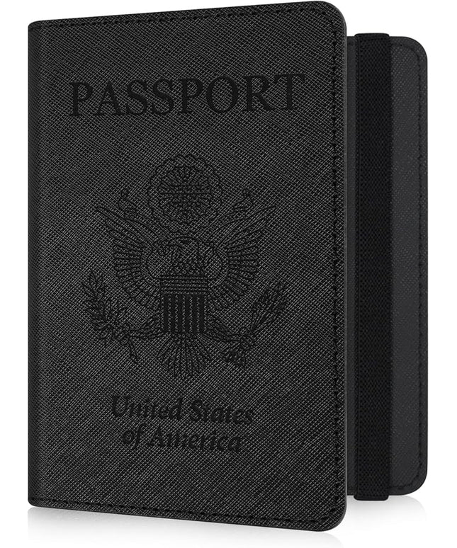 RSAquar Passport and Vaccine Card Holder Combo, Passport Holder Cover Wallet, Leather Card Case Travel Accessories with RFID Blocking for Women and Men, Y-Black
