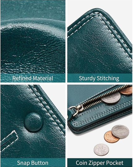 TFKGS rfid wallet women Slim Wallet for Womens wallet small wallets woman Thin Credit Card Holder for women Bifold Compact Pocket Ladies Mini Vegan Leather Blocking Green