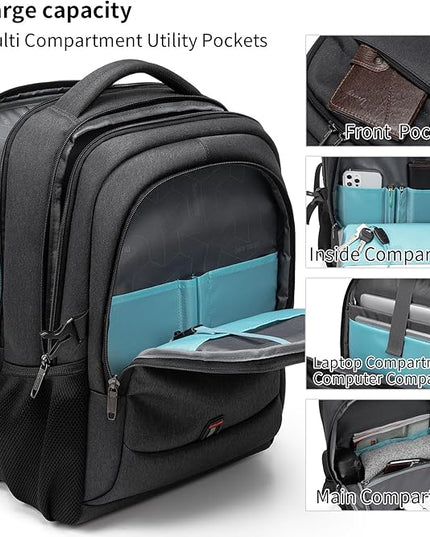 DUSLANG 17 Inch Laptop Backpack for Travel Water Resistant College Backpack for Men/Women Laptop Bag with USB Charging Port, Green A