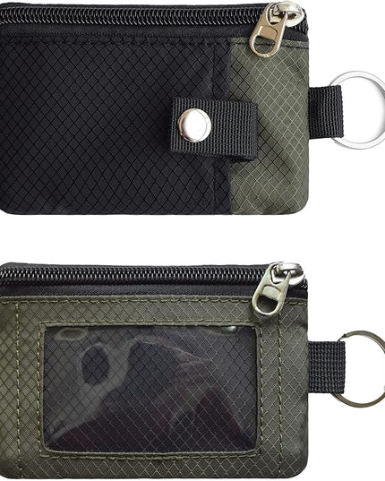 Minimalist RFID Blocking Small Wallet with ID Window,WaterResistant Zip Id Case Wallet with Lanyard Keychain for Cards,Cash,Travel,Women,Men