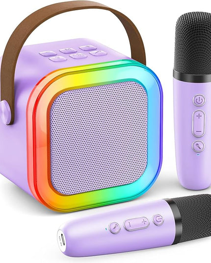 Mini Karaoke Machine for Kids Adults, Portable Bluetooth Speaker with 2 Wireless Karaoke Mics Player,2026 TOP Birthday Gifts Toys for Girls 3,4, 5, 6, 7, 8+Years Old Toddler(Light Purple)