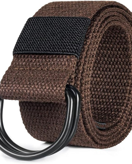 maikun Mens & Womens Canvas Belt with Black D-ring Buckle 1 1/2" Wide Solid Color Fabric Belt for Men