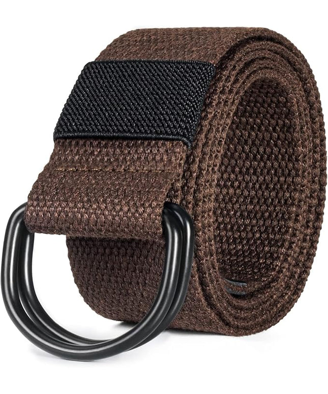 maikun Mens & Womens Canvas Belt with Black D-ring Buckle 1 1/2" Wide Solid Color Fabric Belt for Men