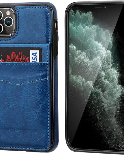 KIHUWEY Compatible with iPhone 11 Pro Max Case Wallet with Credit Card Holder, Premium Leather Magnetic Clasp Kickstand Heavy Duty Protective Cover for 11 Pro Max 6.5 Inch(Blue)