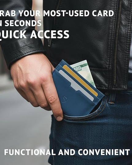 Vaultskin MOORGATE Slim Card Holder - Minimalist Leather Wallet, RFID Blocking Sleeve, Fits Front Pocket, for Men and Women