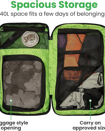 COR Surf Travel Backpack Carry On Laptop Backpack with Secret Passport Pockets | Daypack Business Weekender Luggage Backpack for Men and Women | The Island Hopper (40L, Army Green)