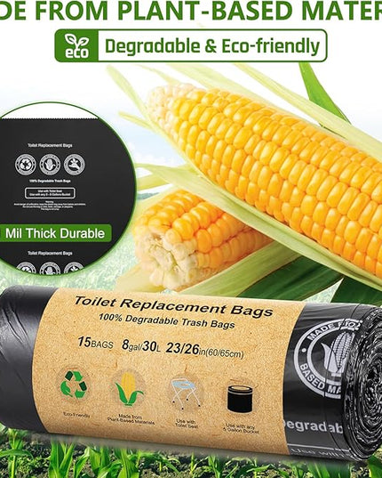 BLIKA 15 Count Camping Toilet Bags Eco Absorbent Gel Set, Portable Toilet Bags with Gel, 8 Gallon, 30 Liter, Heavy Duty 1 Mil, Toilet Replacement Bags with Toilet Powder for Camping Outdoor Hiking