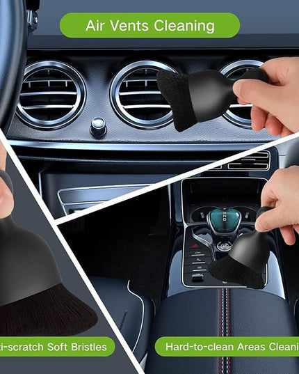 11pcs Windshield Cleaner Tool, Car Window Cleaning Wash Kit with 6 Reusable Microfiber Pads 2 Spray Bottles and Extendable Handles Auto Glass Wiper Kit, Green