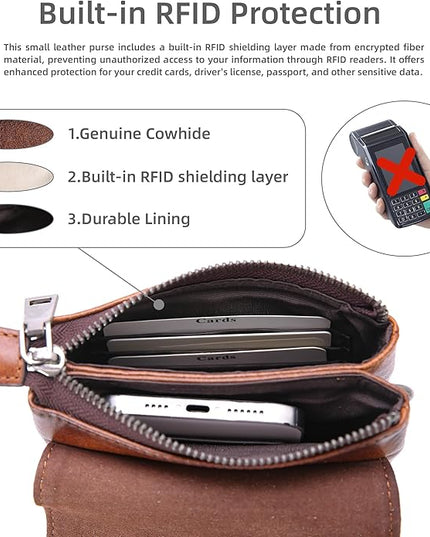 Iswee Leather Crossbody Bags for Women RFID Blocking Cell Phone Purse Small Anti-Theft Zippered with Card slots